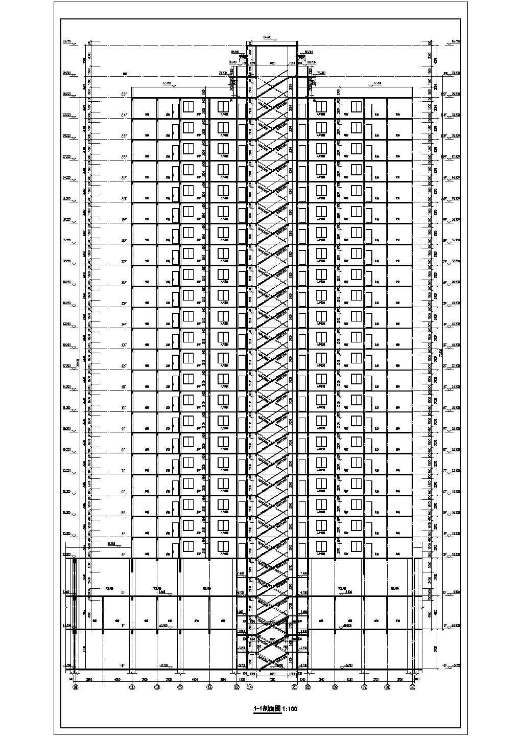 某底25层框剪结构商住楼建筑设计施工图