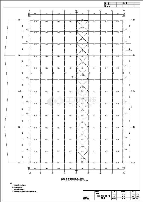 某地4连跨轻型门式钢架厂房结构施工图（局部夹层）-图二