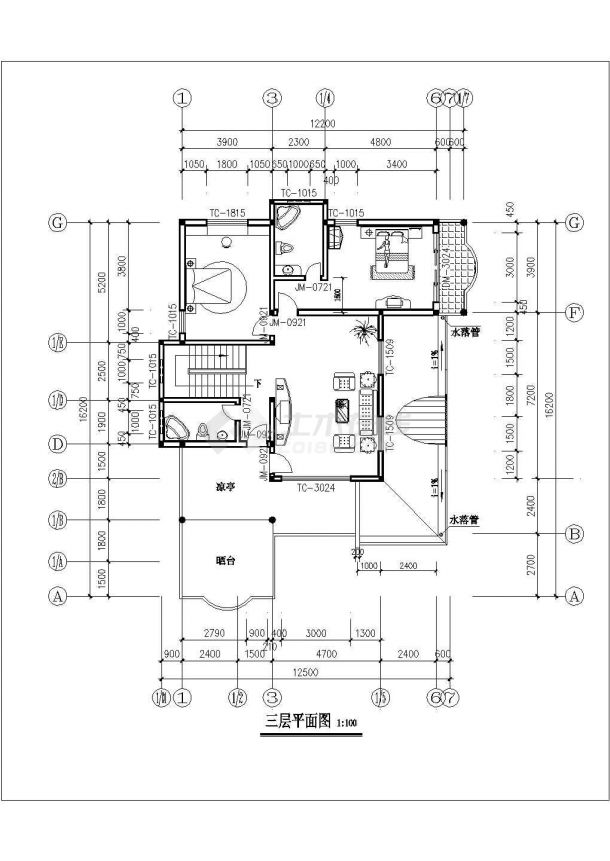 某典型欧式别墅建筑全套施工参考CAD详图-图一
