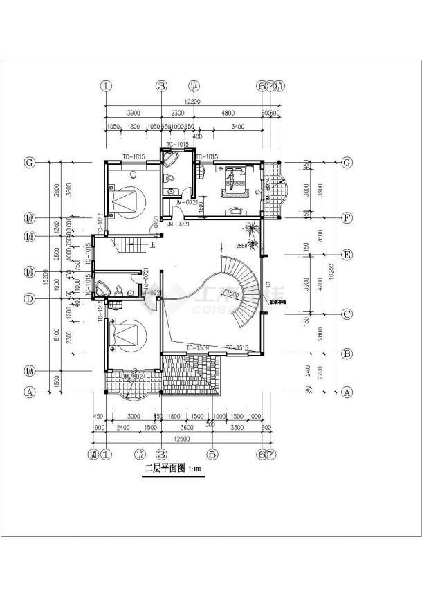 某典型欧式别墅建筑全套施工参考CAD详图-图二