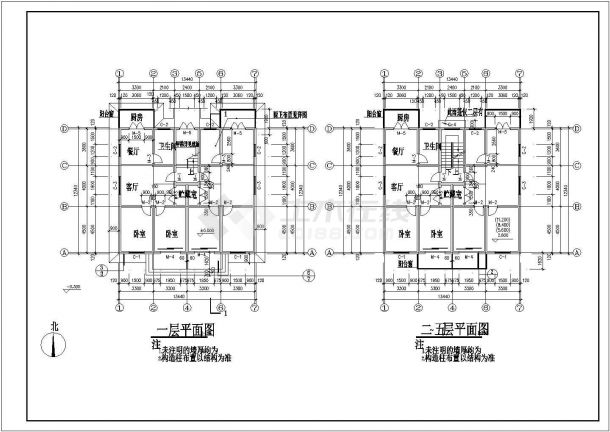 多层住宅l楼建筑设计CAD施工图纸-图二