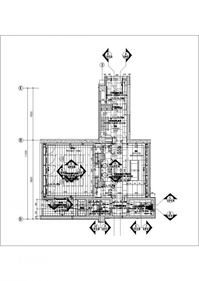 某地一层五星级酒店水疗室装饰设计方案图_图1
