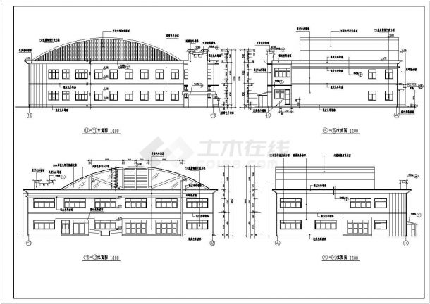 二层食堂建筑设计CAD施工图纸-图一