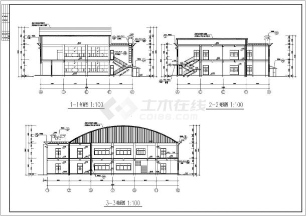 二层食堂建筑设计CAD施工图纸-图二