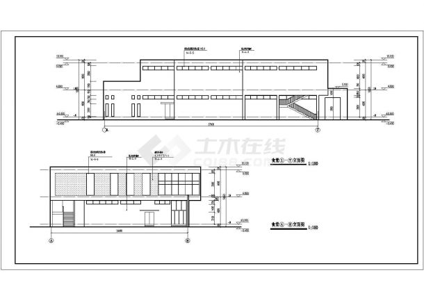 某中学两层框架结构食堂建筑设计施工图-图二