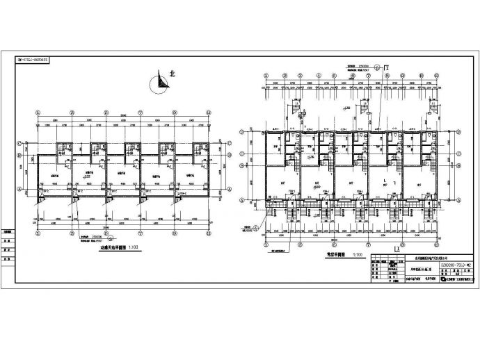 某联排双拼多层别墅建筑设计CAD图_图1