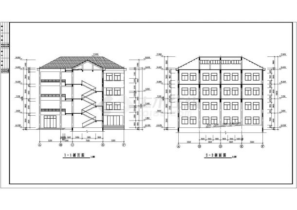 某中学教学楼建筑和结构设计施工图-图二