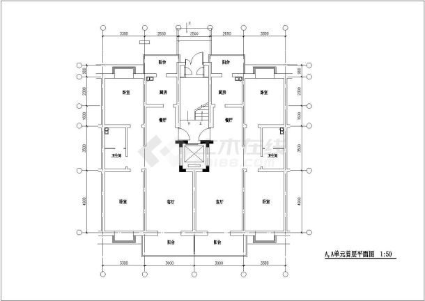某带电梯小高层CAD平面布置参考图-图二