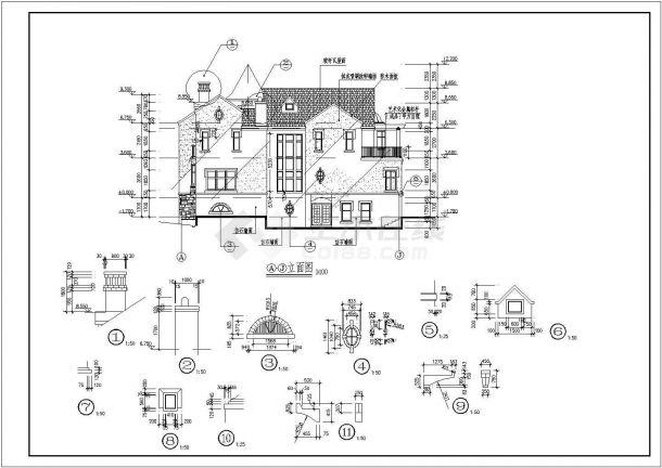 比较详细的一套别墅建筑图纸（含有室明做法表）-图一