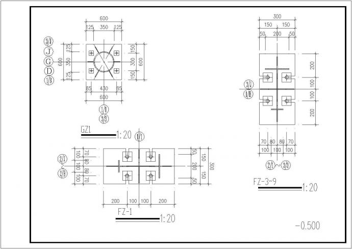 长春市某大型展销办公楼钢框架结构施工CAD布置图_图1