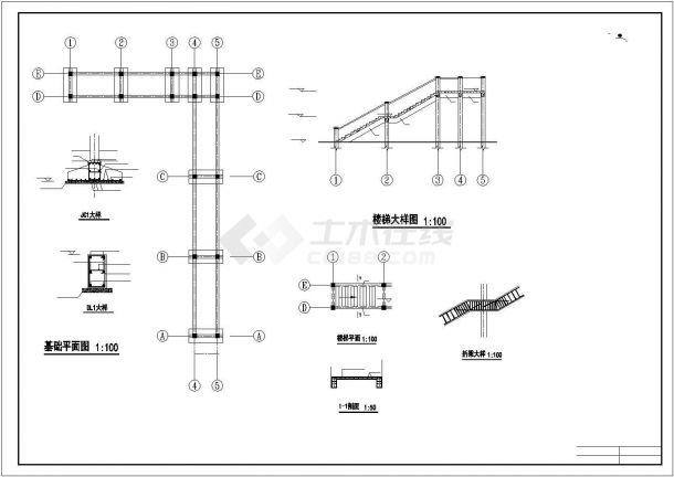 L型、弧形驾校走廊结构施工图-图二