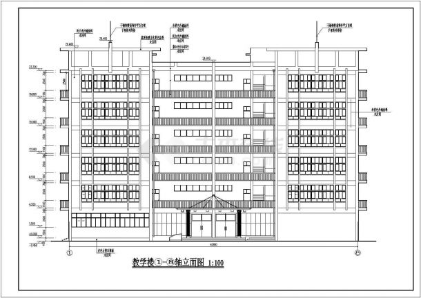 某职业学院六层框架结构教学楼建筑设计方案图-图一