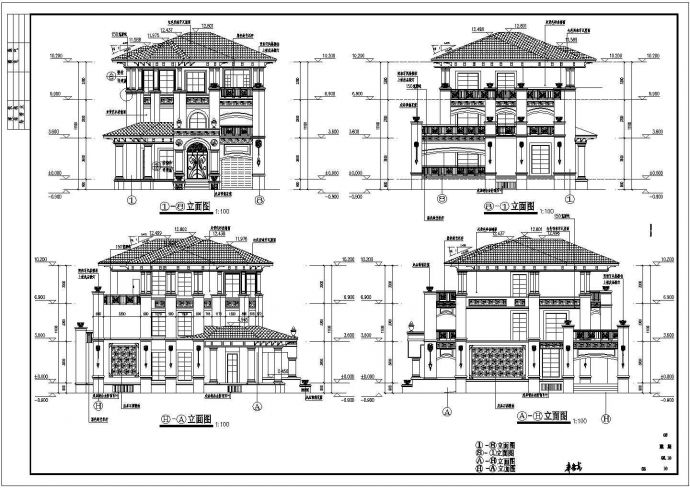 临沂三层框架结构西班牙风格别墅建筑设计施工图_图1