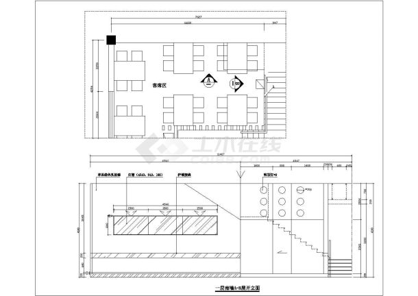 青岛市某火锅店装修设计方案CAD布置图-图一