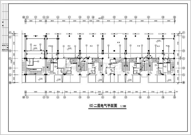 青岛市某七层商住两用楼电气CAD布置图-图一