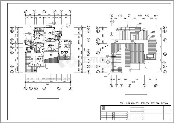 青岛市某别墅型公寓建筑设计施工CAD布置图-图二