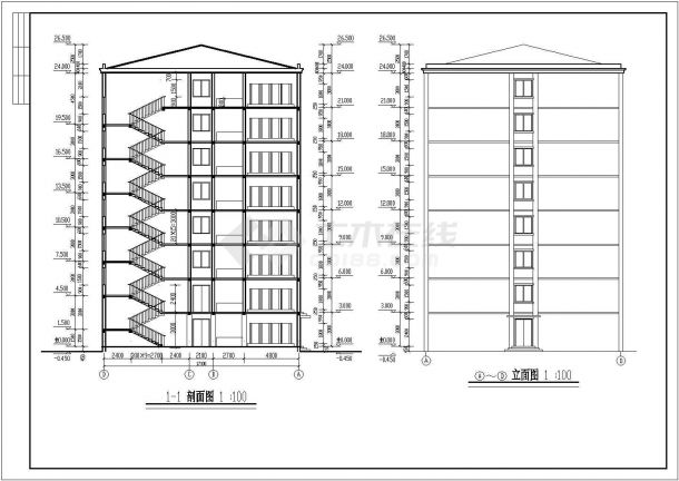 某地区8层框架学生公寓建筑设计施工图-图二