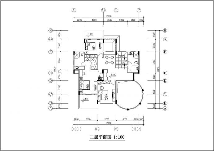 全套小别墅建筑设计CAD平面布置参考图_图1