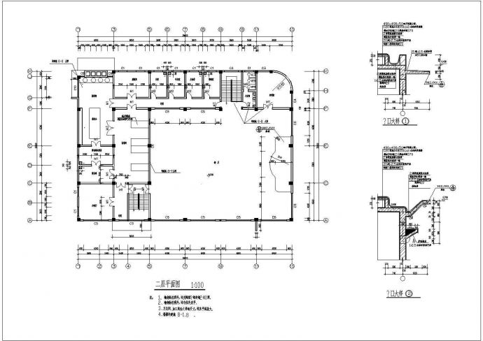 二层食堂建筑设计全套施工CAD图纸_图1