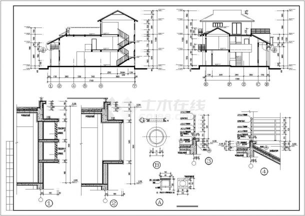 简约中式别墅建筑规划CAD套图-图一