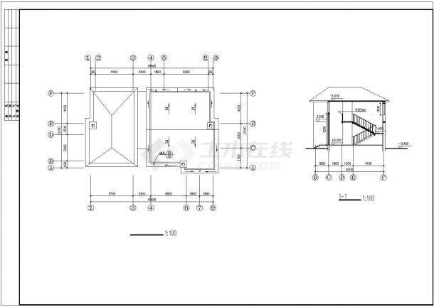 北美风情别墅建筑CAD平面布置参考图-图二