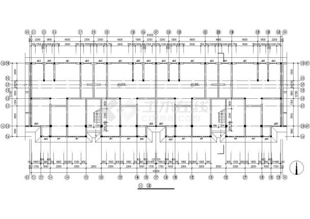 红叶小区住宅楼建筑设计施工CAD图-图二