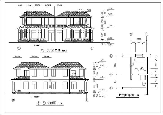 比较详细的别墅全套建筑施工图纸（含施工说明）_图1
