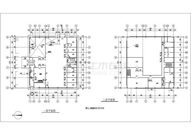 某办公楼建筑基础布置CAD图-图二