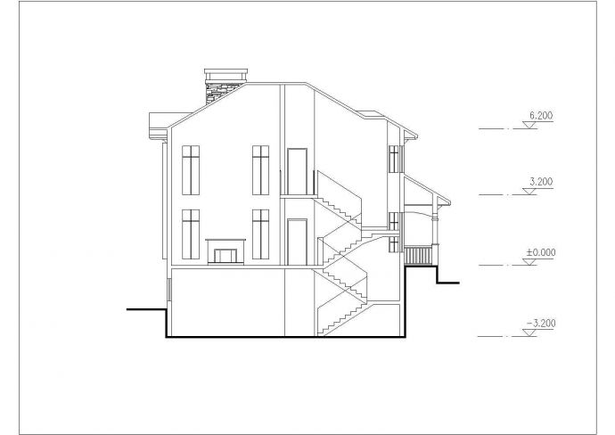 某坡地别墅建筑设计施工图（带效果图）_图1