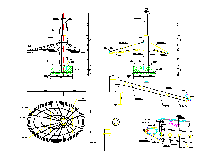 椭圆形钢结构顶棚CAD图_图1