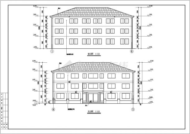 上海某3层框架结构办公楼建筑施工图-图一