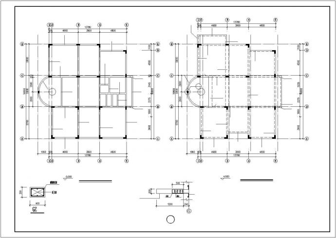 某3层异型柱框架结构别墅施工图_图1