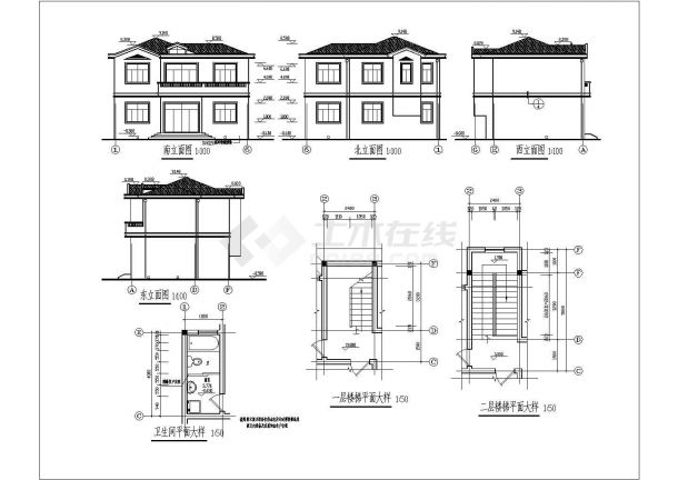 【南通】二层砖混结构小别墅建筑结构设计施工图-图一