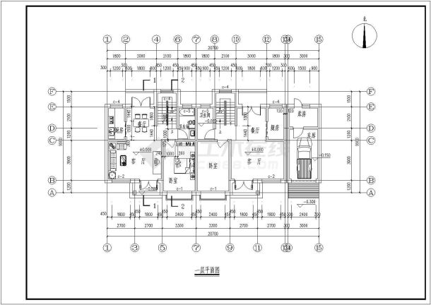 新农村二层坡屋顶住宅结构设计施工图-图一