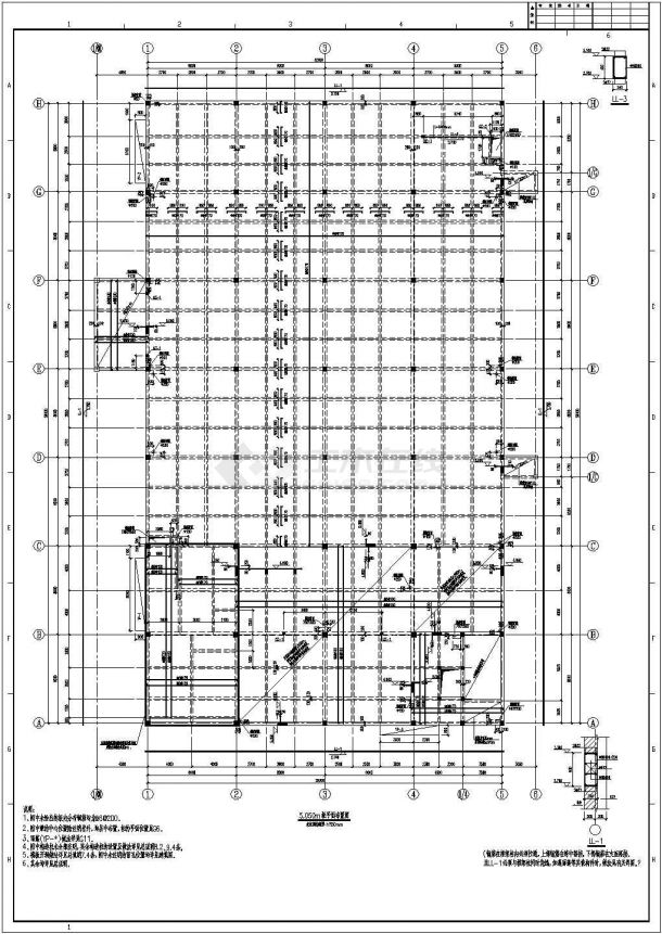某企业大型多层框架食堂结构设计施工图-图二