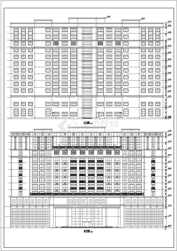 某地十二层框架结构宾馆建筑设计方案图-图一