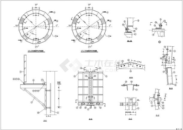 超高180米混凝土烟囱cad结构施工工程图-图一