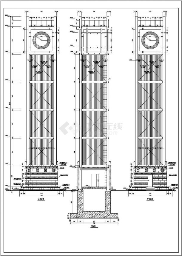 宜宾某钢结构钟楼结构设计施工图纸-图一