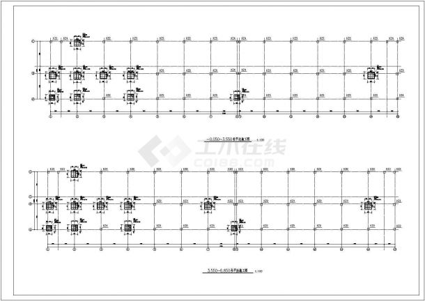 某地区六层框架楼结构设计方案图纸-图二