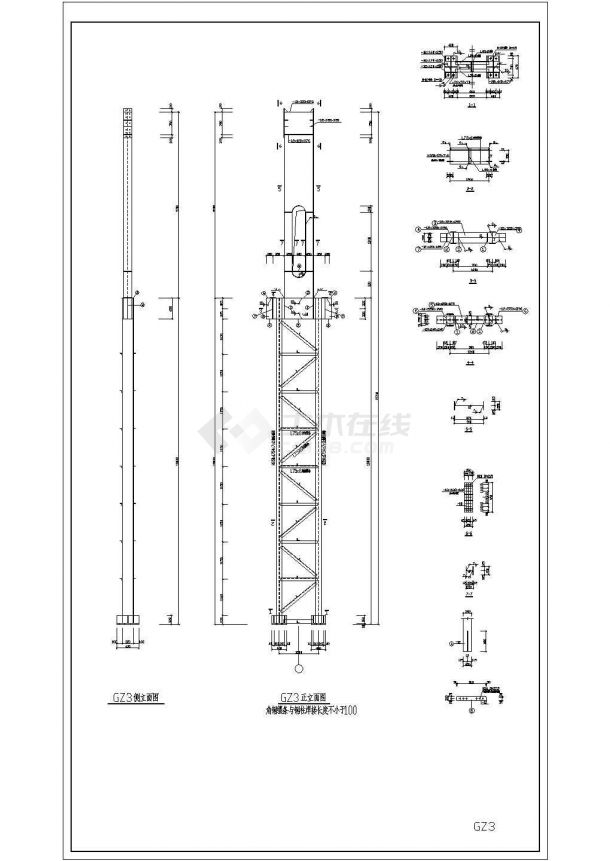 某地区18米高组合柱钢结构厂房设计施工图纸-图一