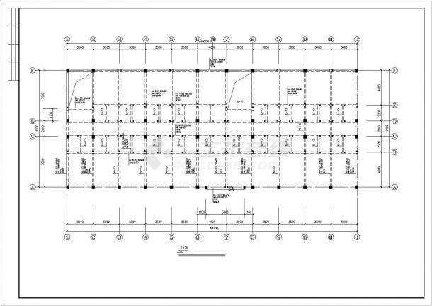 某三层框架办公楼结构CAD布置图-图二