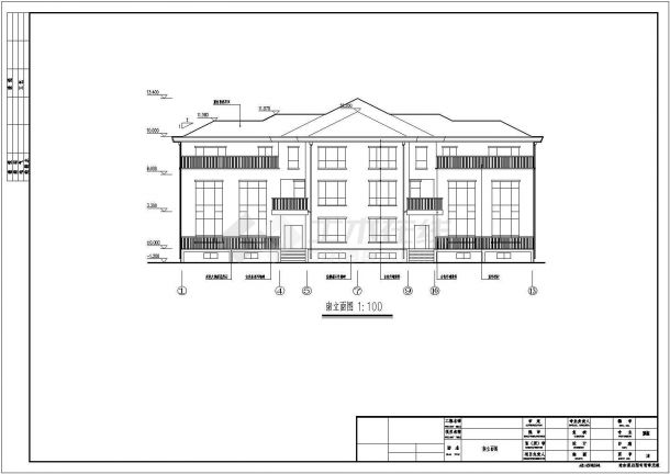 【山东】某三层框架结构双拼别墅建筑设计施工图-图二