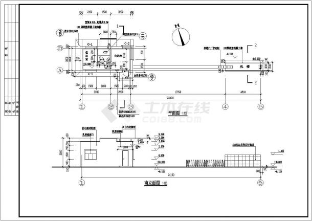 某地一层门卫房建筑结构水电全套图纸-图一