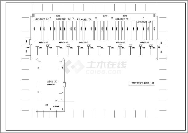 重庆市某经典充装厂房给排水施工设计CAD布置图-图一