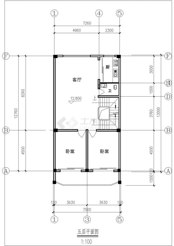 某私人住宅楼建筑CAD整套设计图-图二