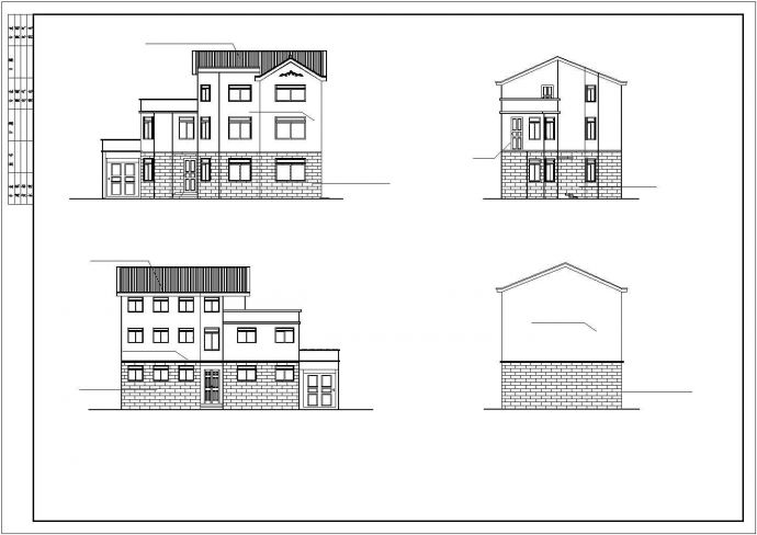 某地区三层小型别墅建筑方案设计图_图1