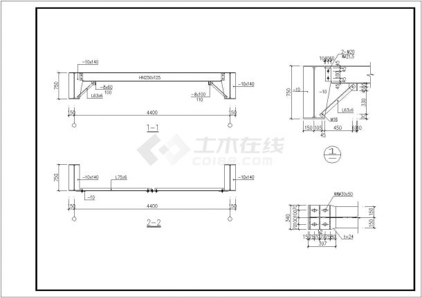 11种类型钢结构天桥连廊设计施工图纸-图二