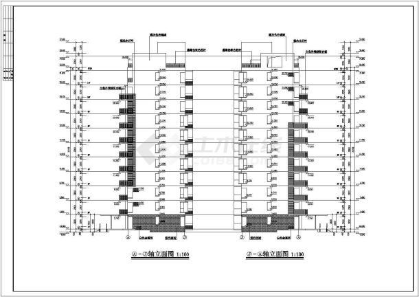 小高层建筑轴立面图-图一