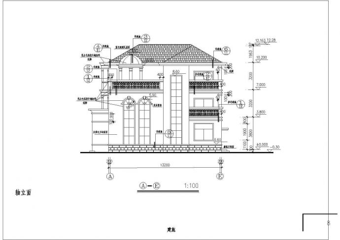 某地三层框架结构别墅建筑设计方案图_图1