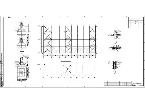 某钢框架和钢门架厂房结构设计图-图二